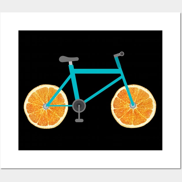 Cyclist  - Bicycle With Orange Slice Wheels Wall Art by Kudostees